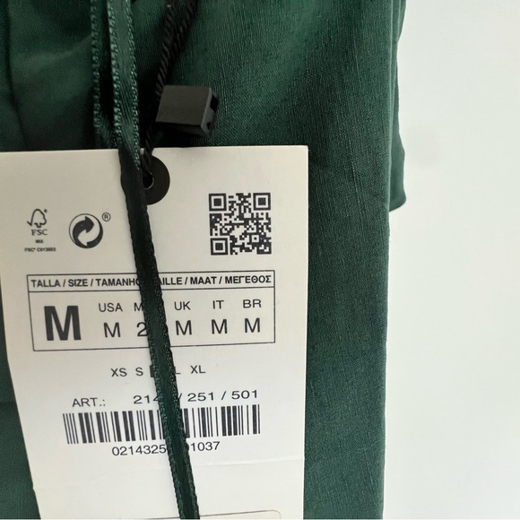 Zara Green Bodycon Linen Blend Draped Mini Dress Sleeveless - Picture 5 of 5